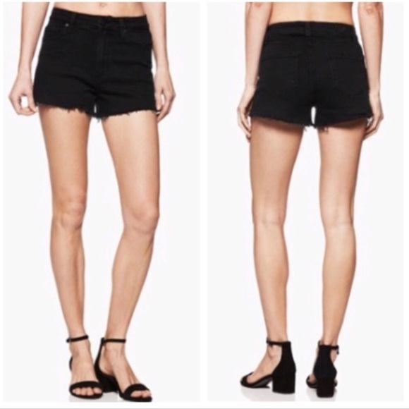 NWOT [PAIGE] High Waisted Black Denim Shorts - Picture 3 of 7
